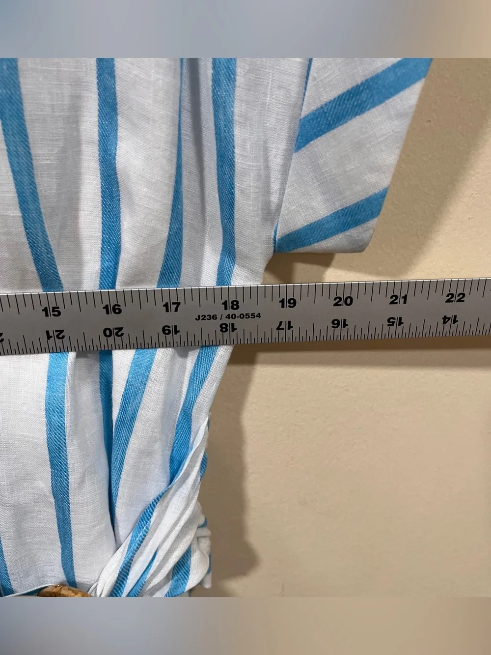 Finley Smithy Sash Waist Linen Shirtdress stripped blue & white linen dress  S - Picture 8 of 10